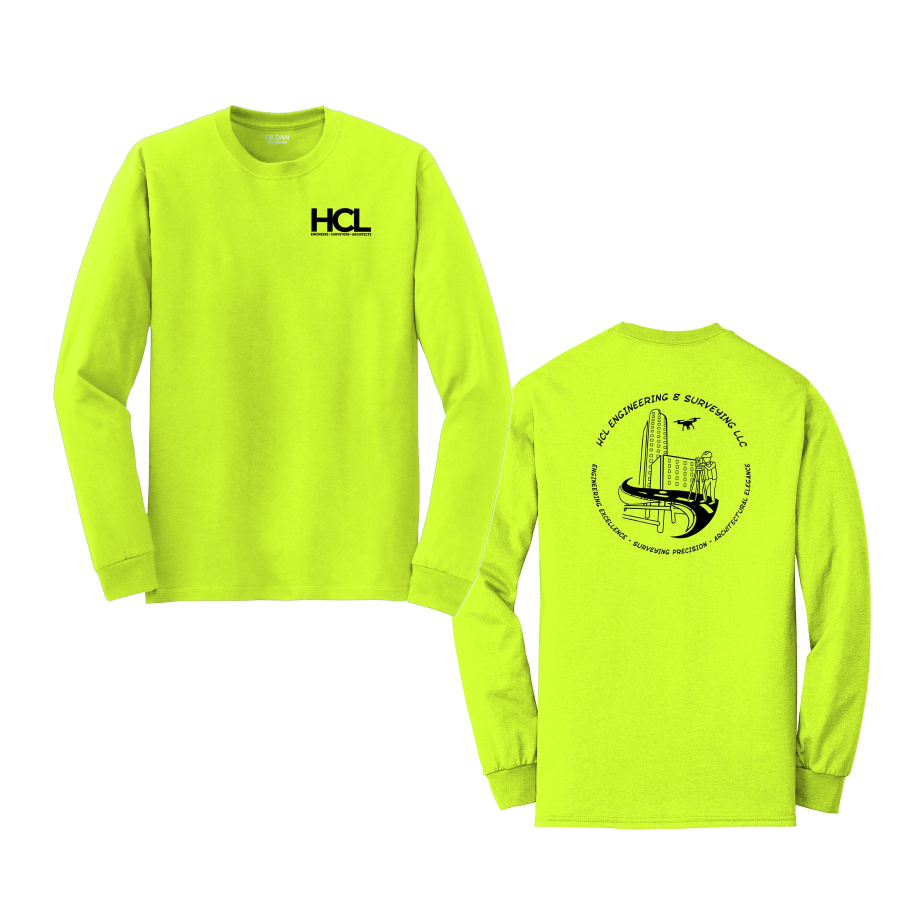 (Hi-Vis) Gildan - Long Sleeve Cotton T-Shirt. 2400. [SCREENPRINT ...