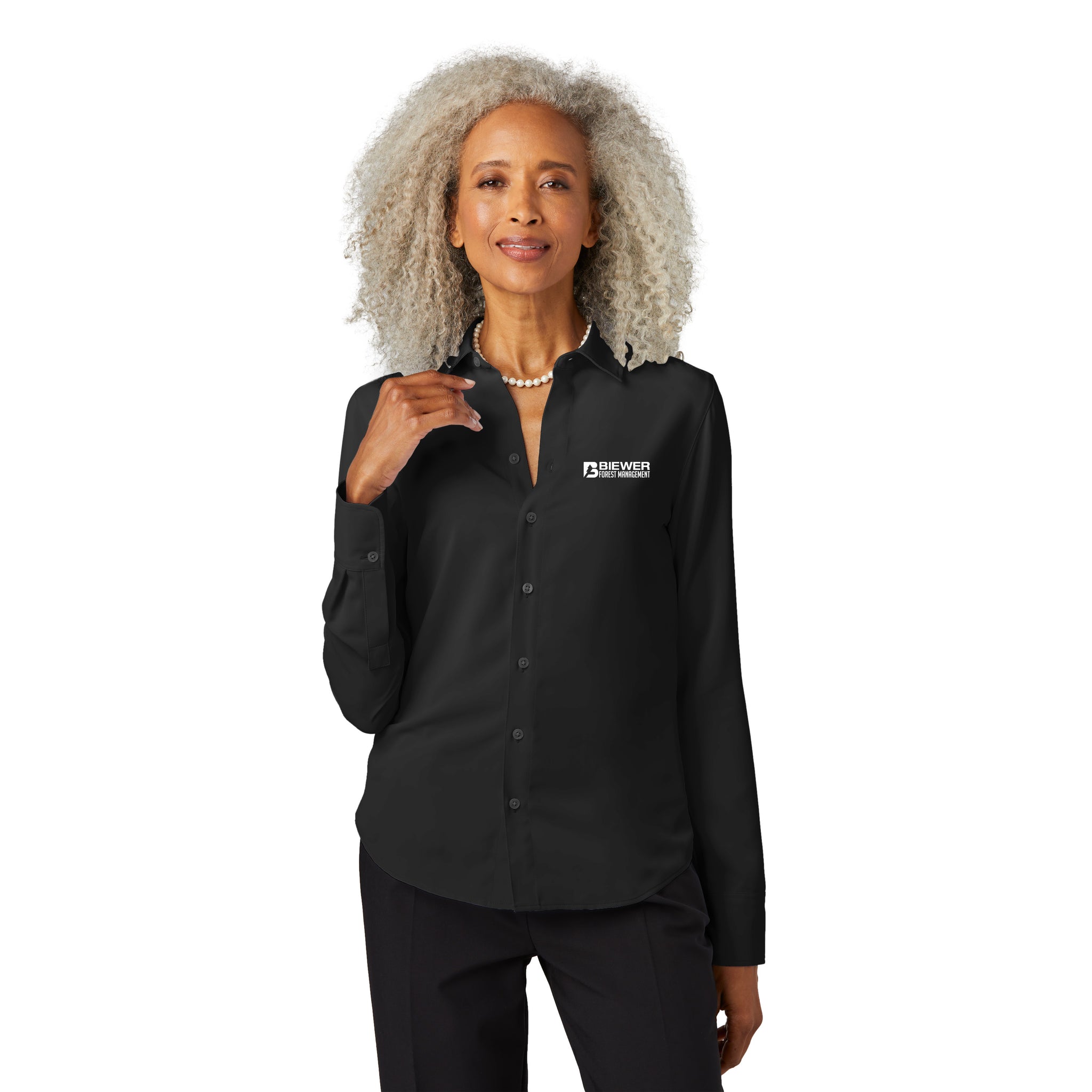 Brooks Brothers - Ladies Full-Button Satin Blouse. BB18007.