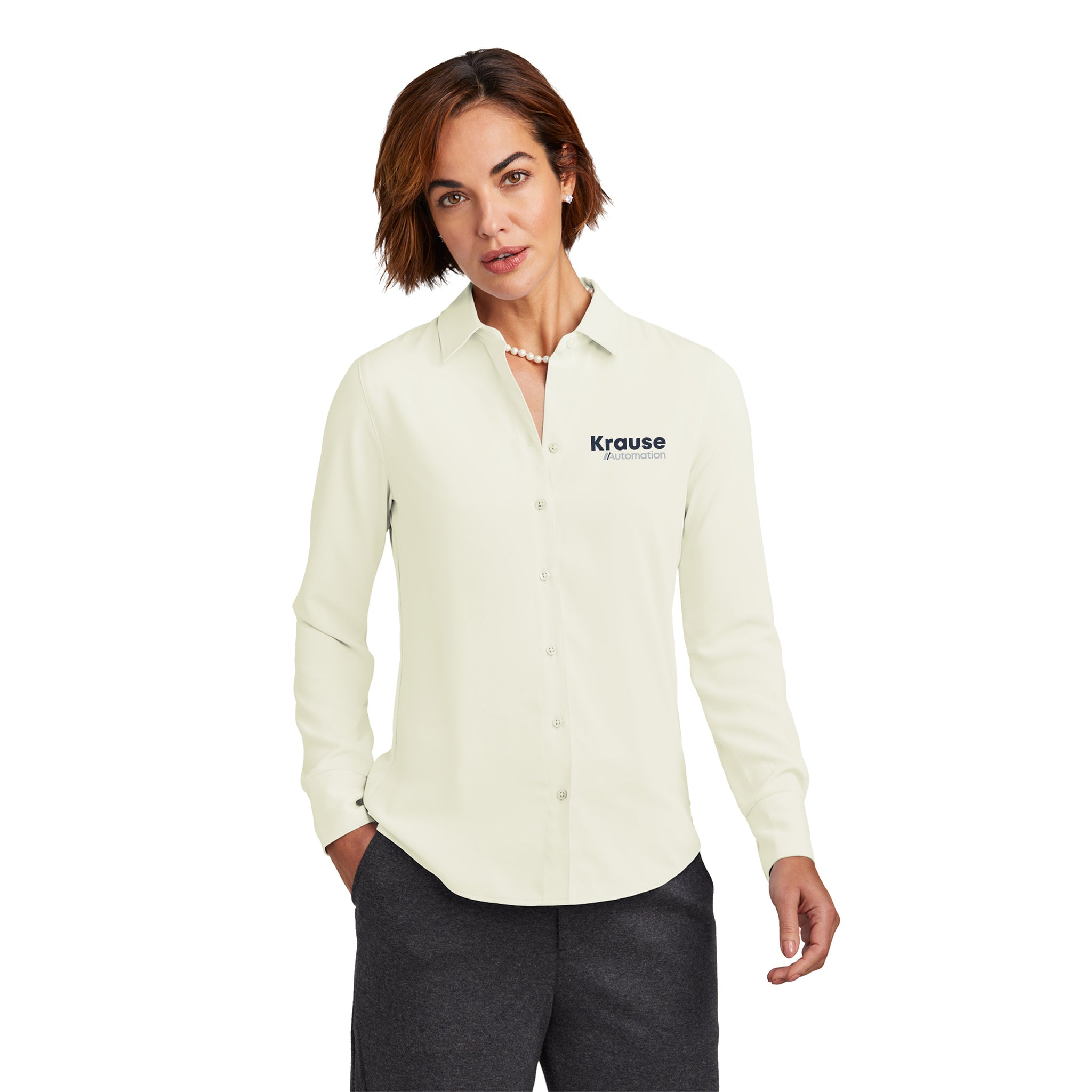 Brooks Brothers - Ladies Full-Button Satin Blouse. BB18007.