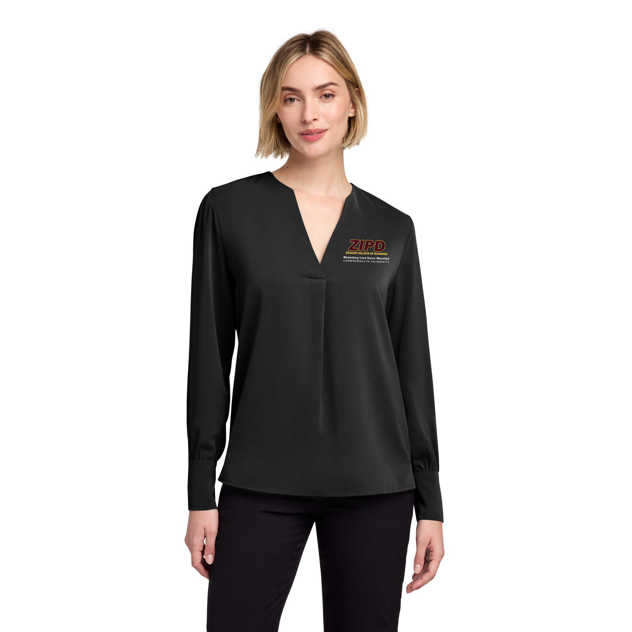 Brooks Brothers - Ladies Open-Neck Satin Blouse. BB18009.