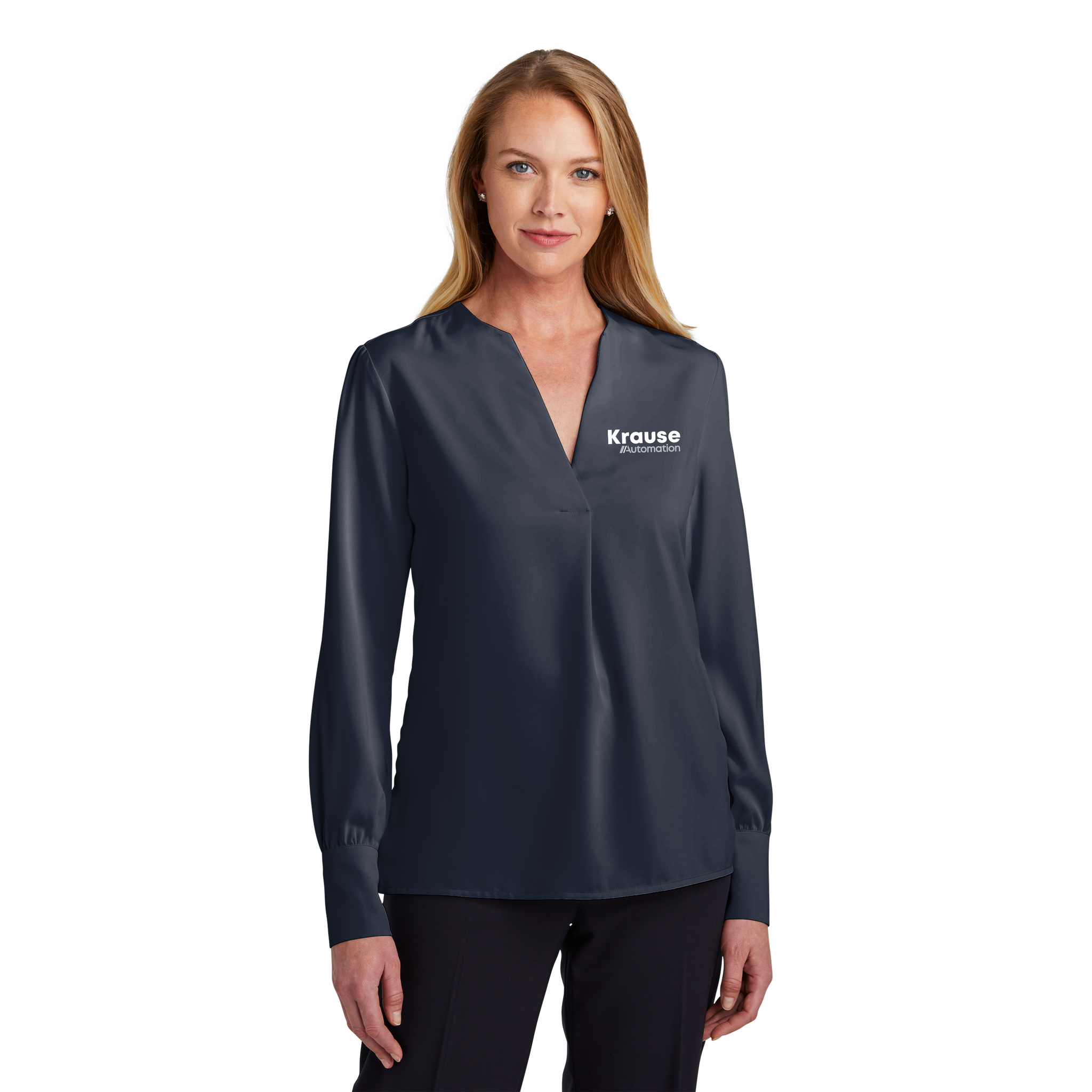 Brooks Brothers - Ladies Open-Neck Satin Blouse. BB18009.