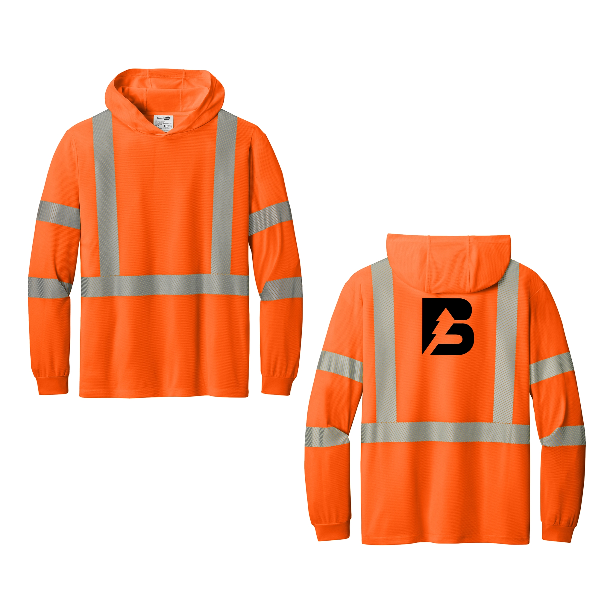 CornerStone - ANSI 107 Class 3 Long Sleeve Segmented Tape Hooded Tee. CS208. [SCREENPRINT]