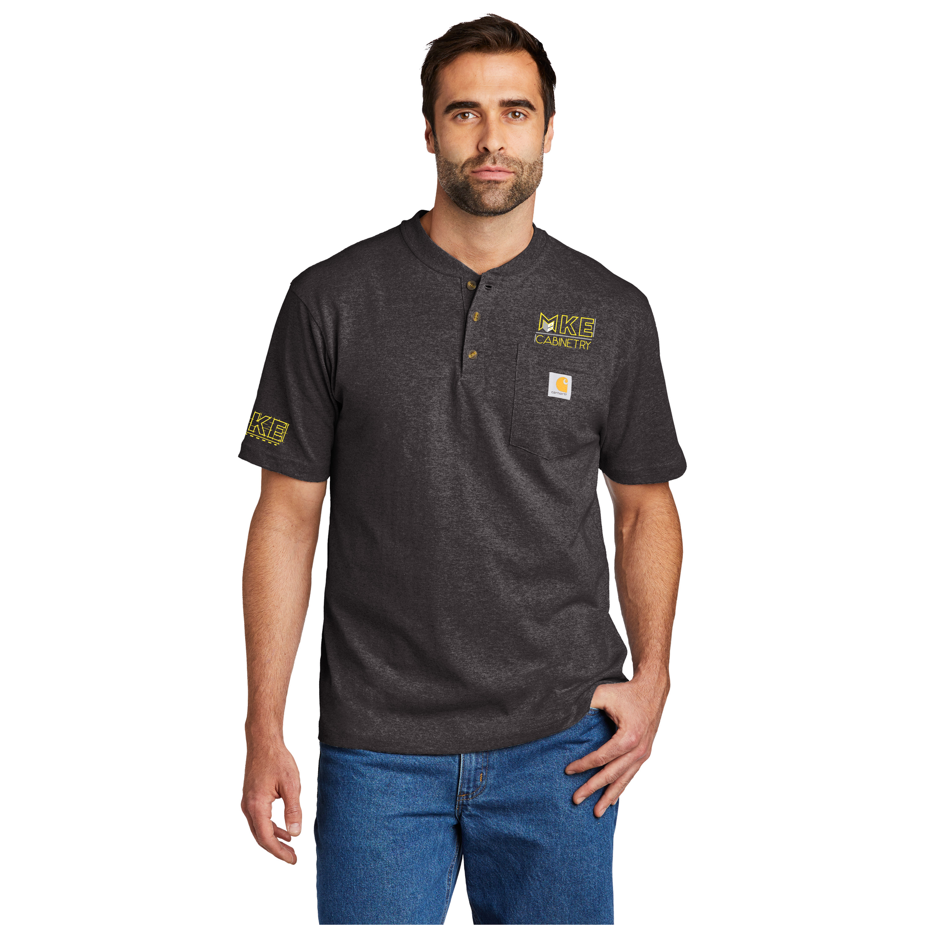 Carhartt - Short Sleeve Henley T-Shirt. CTK84. [+SLEEVE] – Custom Threads
