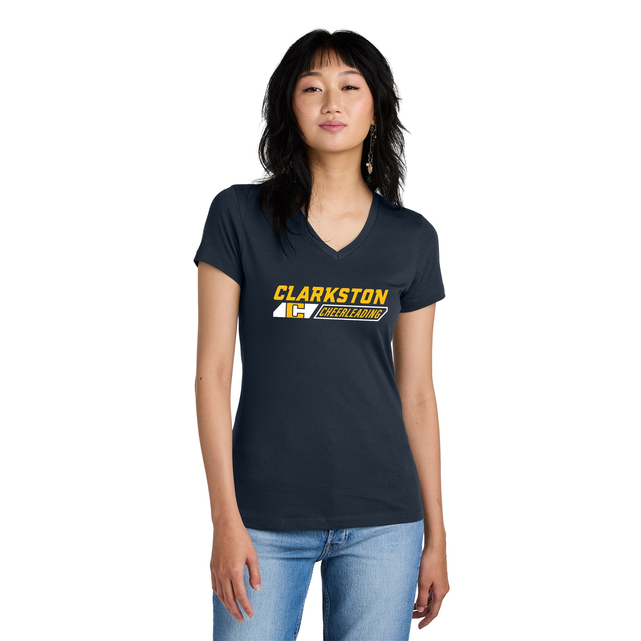District - Ladies Perfect Weight V-Neck Tee. DM1170L.