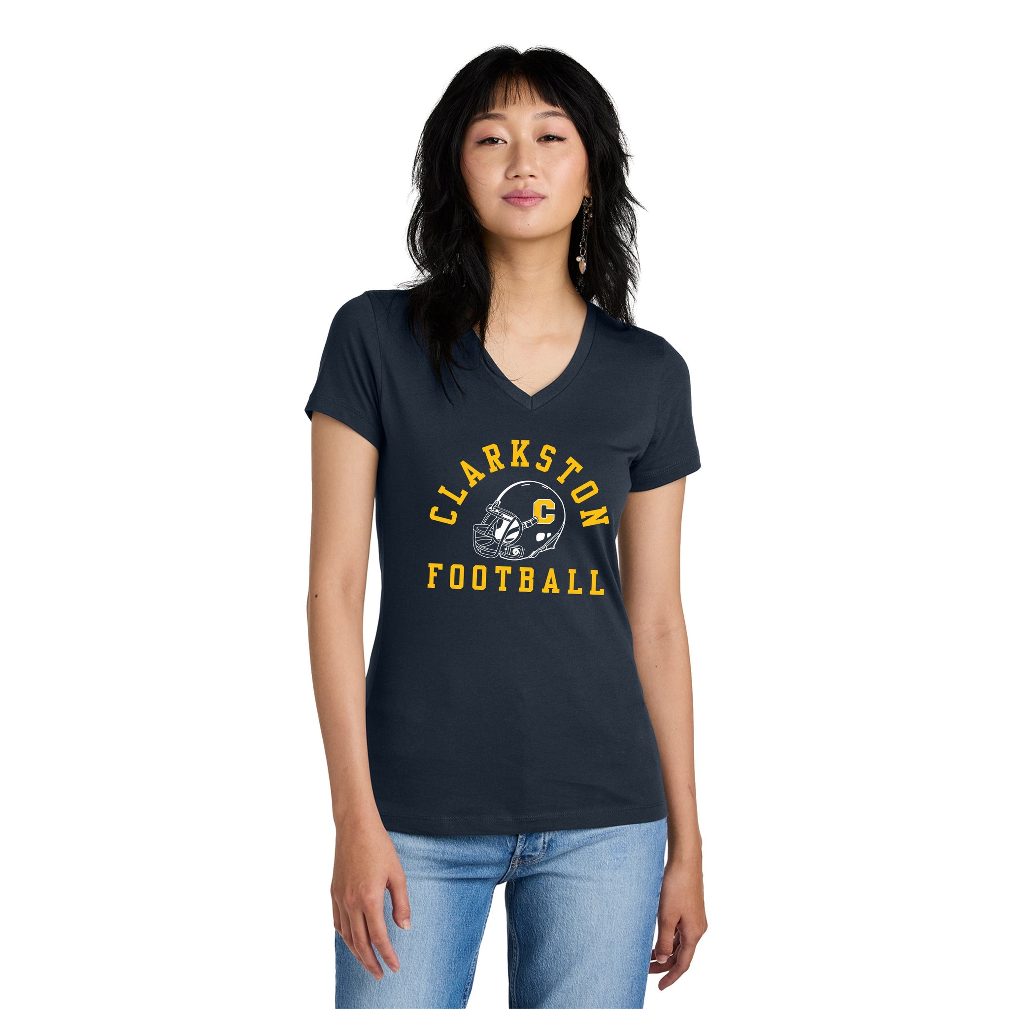 District - Ladies Perfect Weight V-Neck Tee. DM1170L.