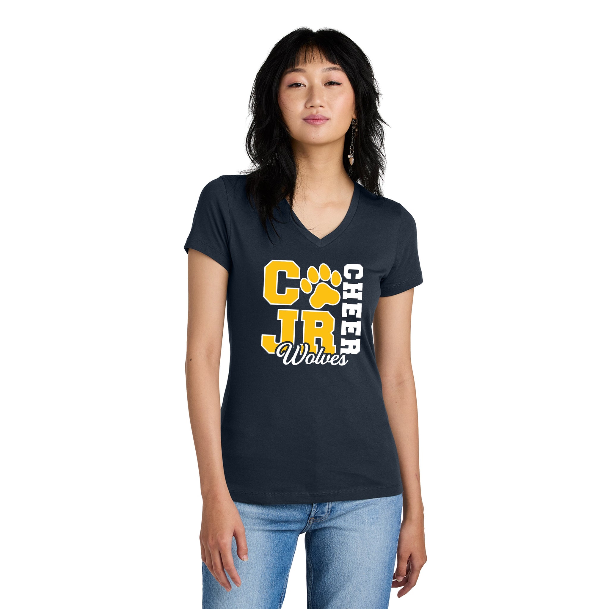 District - Ladies Perfect Weight V-Neck Tee. DM1170L.