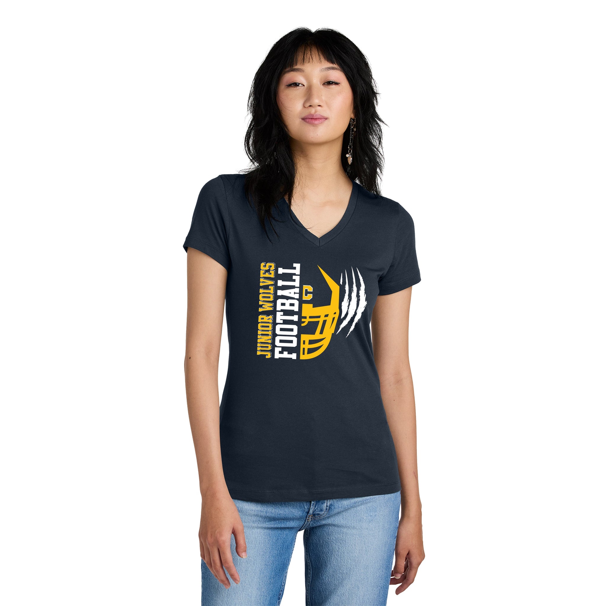 District - Ladies Perfect Weight V-Neck Tee. DM1170L.