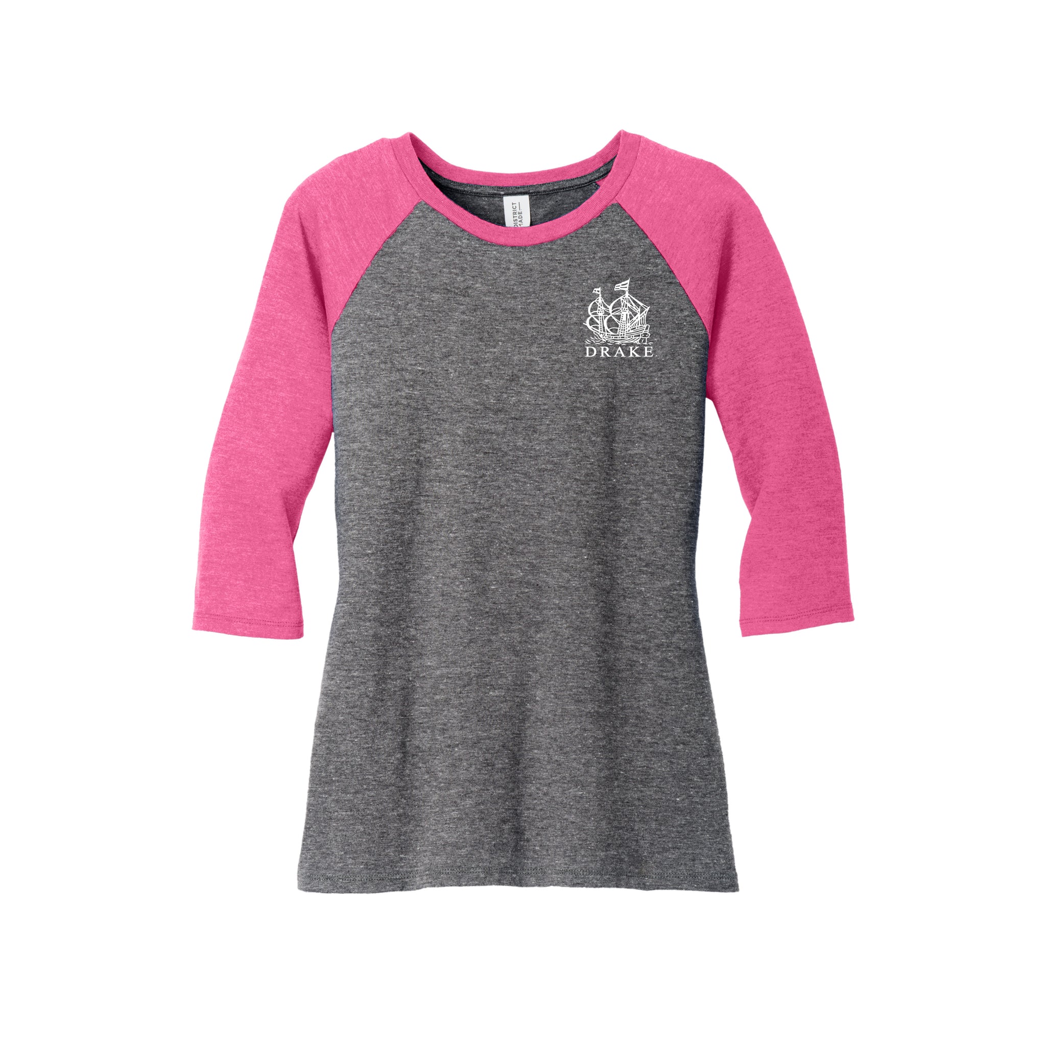 District - Ladies Perfect Tri 3/4-Sleeve Raglan. DM136L. (SCREENPRINT)