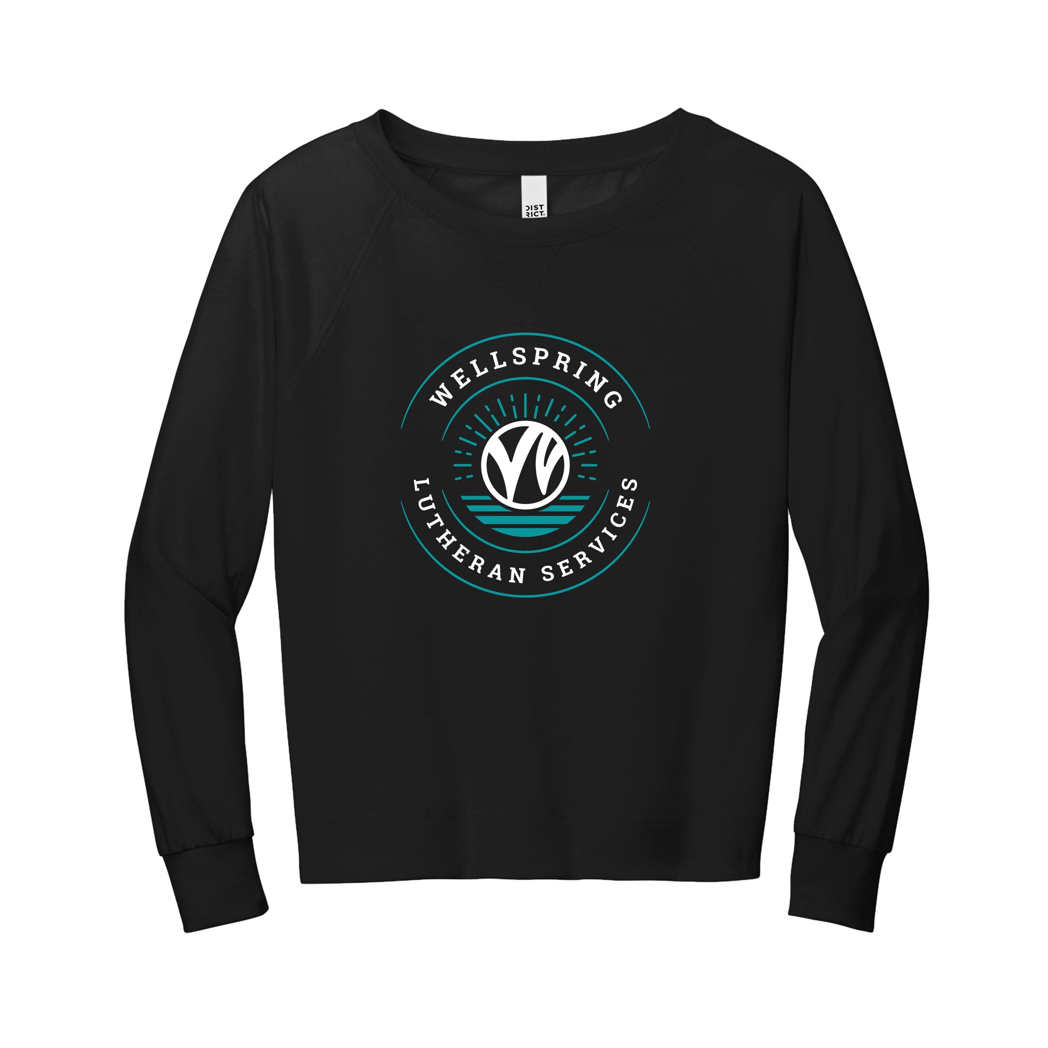 (Limited Edition) District - Ladies Featherweight French Terry™ Long Sleeve Crewneck. DT672. (SCREENPRINT)