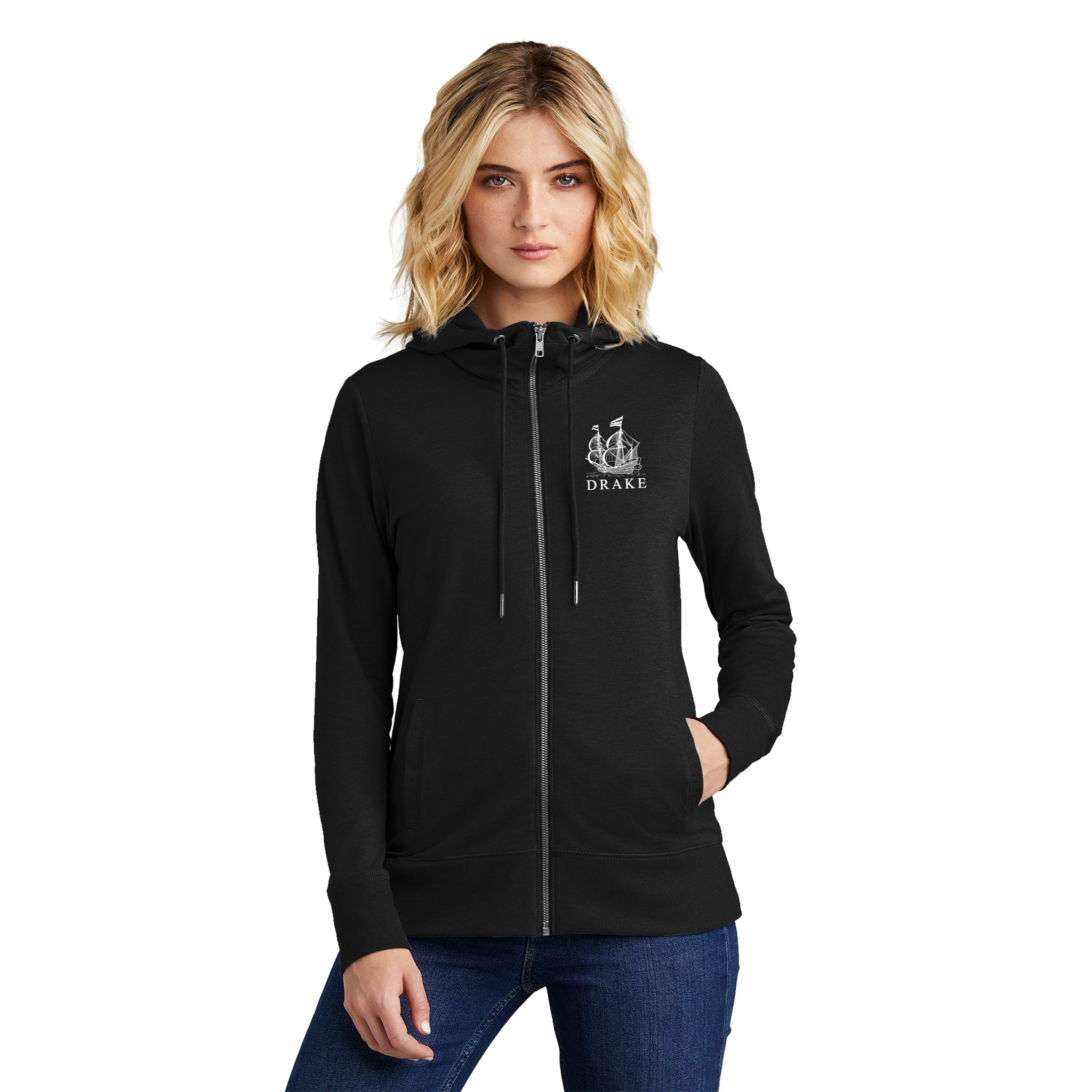 District - Ladies Featherweight French Terry Full-Zip Hoodie. DT673.