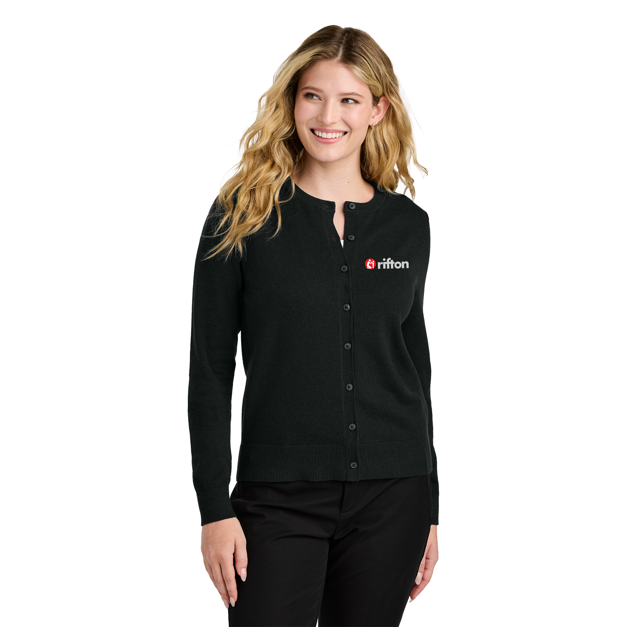 Port Authority - Ladies Easy Care Crewneck Cardigan Sweater. LSW2870.