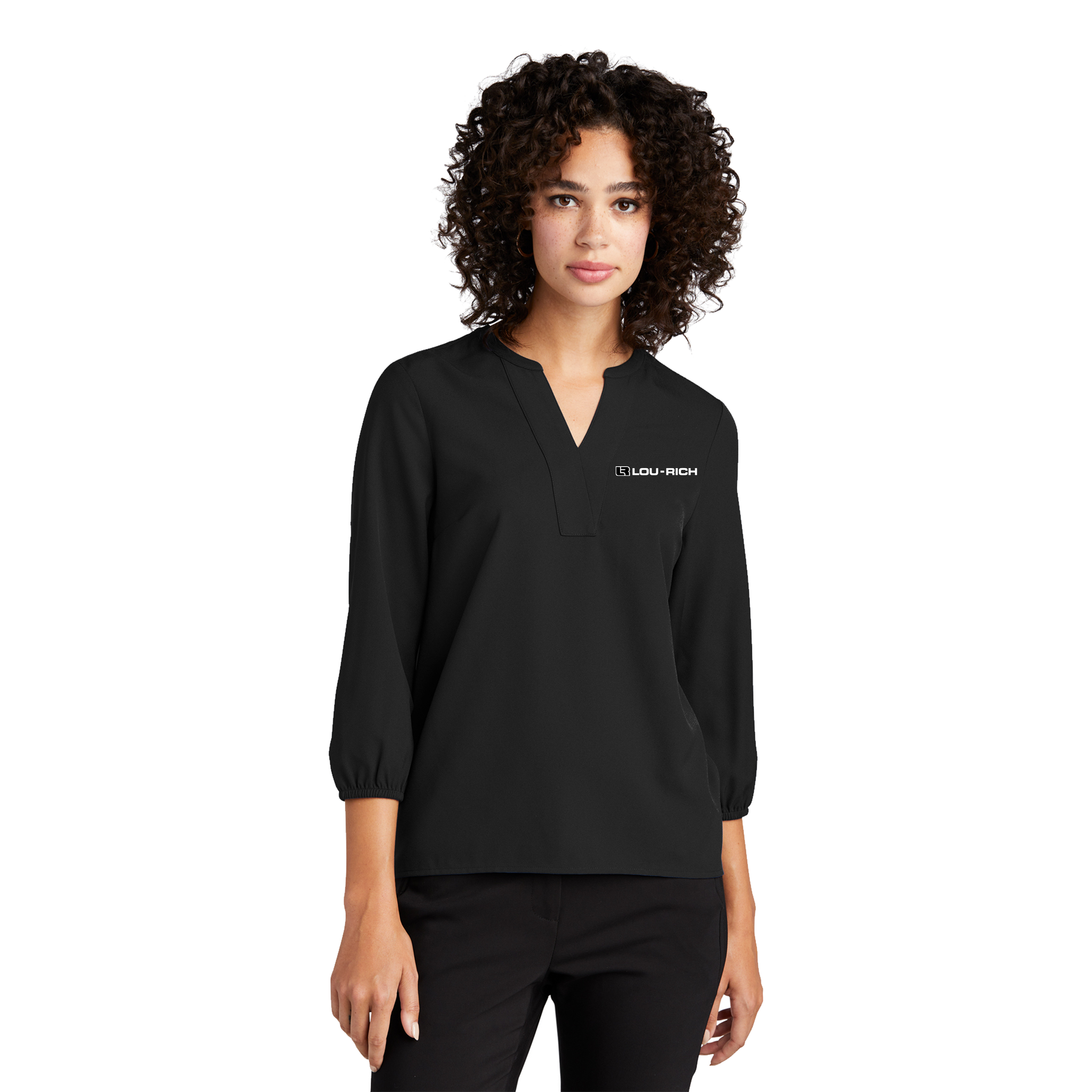 MERCER+METTLE - Ladies Stretch Crepe 3/4-Sleeve Blouse. MM2011.