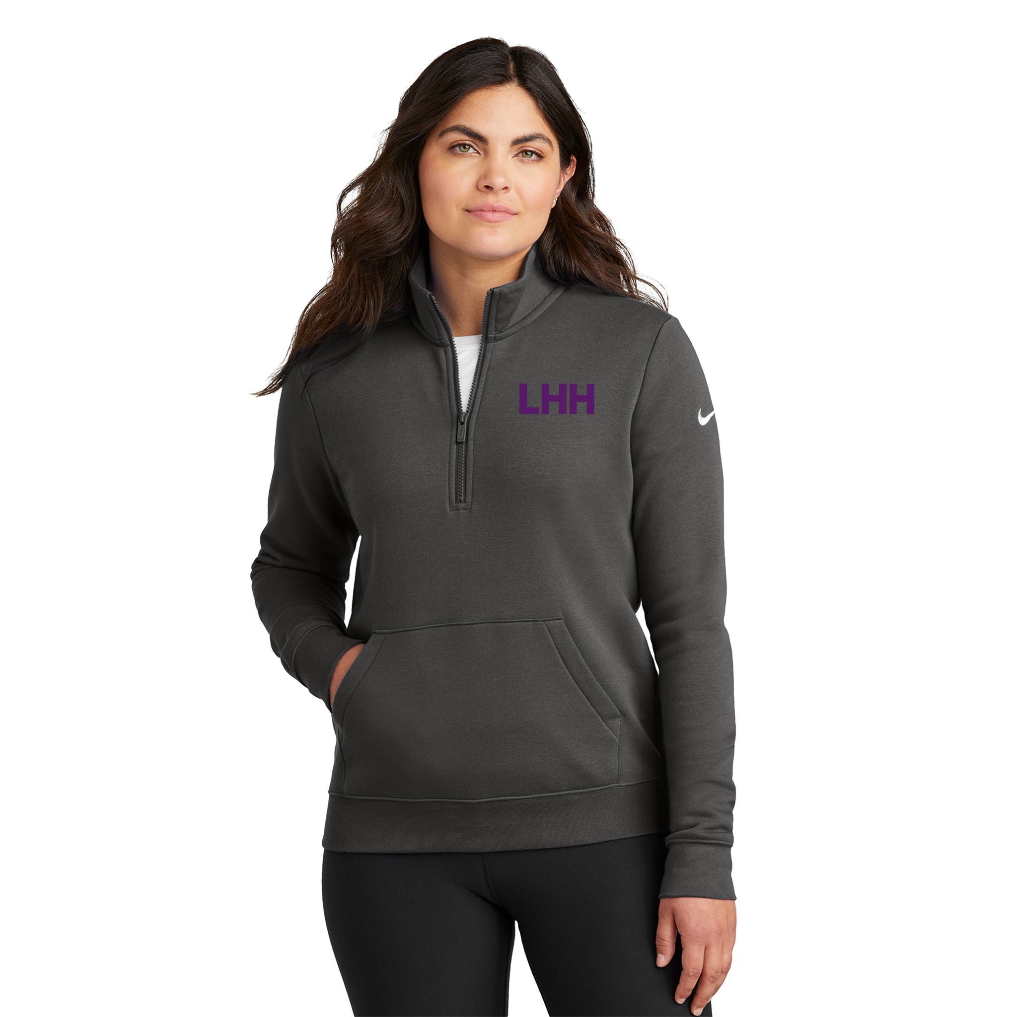 Nike - Ladies Club Fleece Sleeve Swoosh 1/2-Zip. NKDX6720.