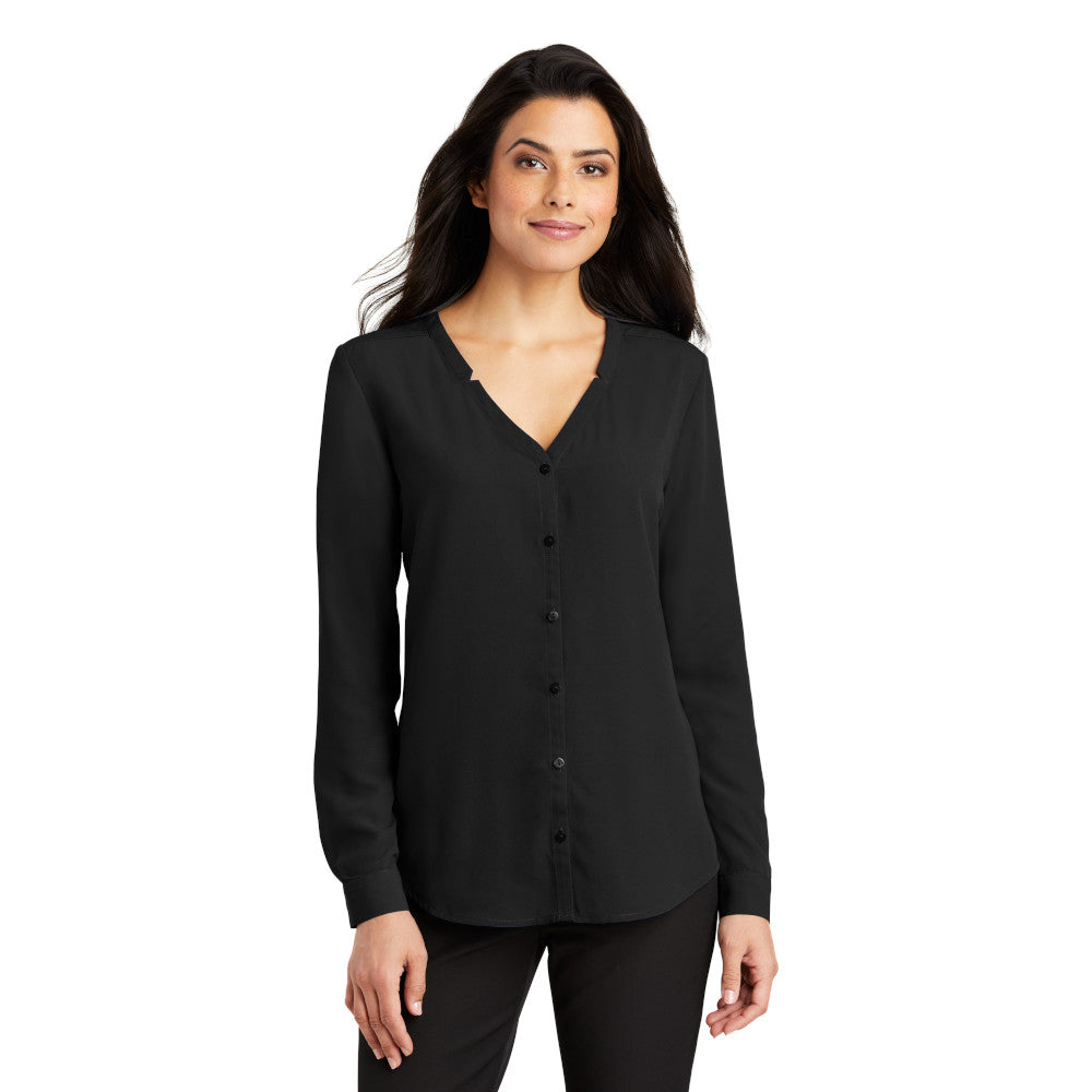 Port Authority - Ladies Long Sleeve Button-Front Blouse. LW700.